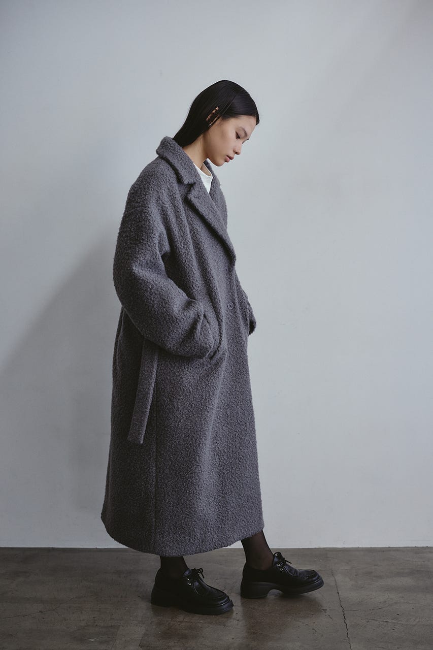 ブークレーベルトロングコート GRY S