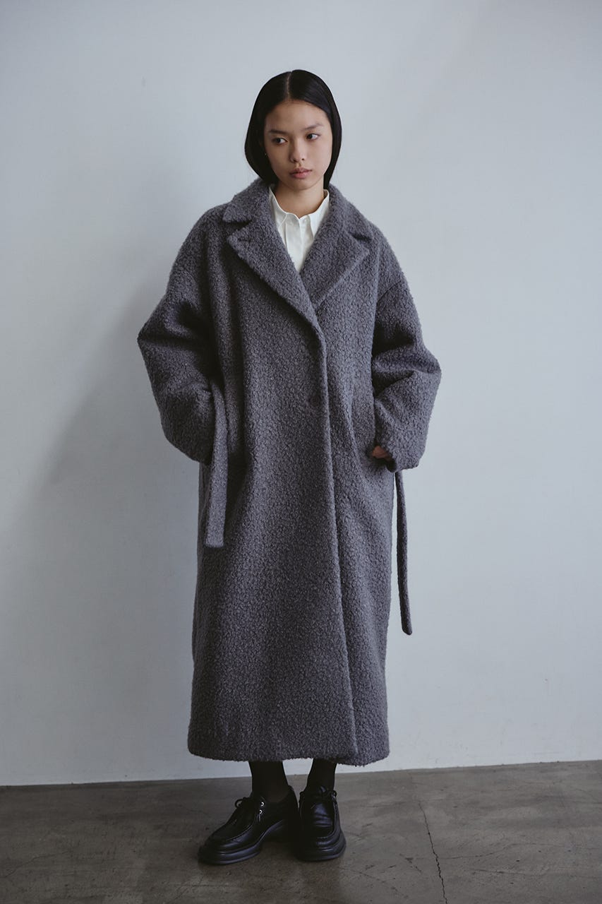 ブークレーベルトロングコート GRY S