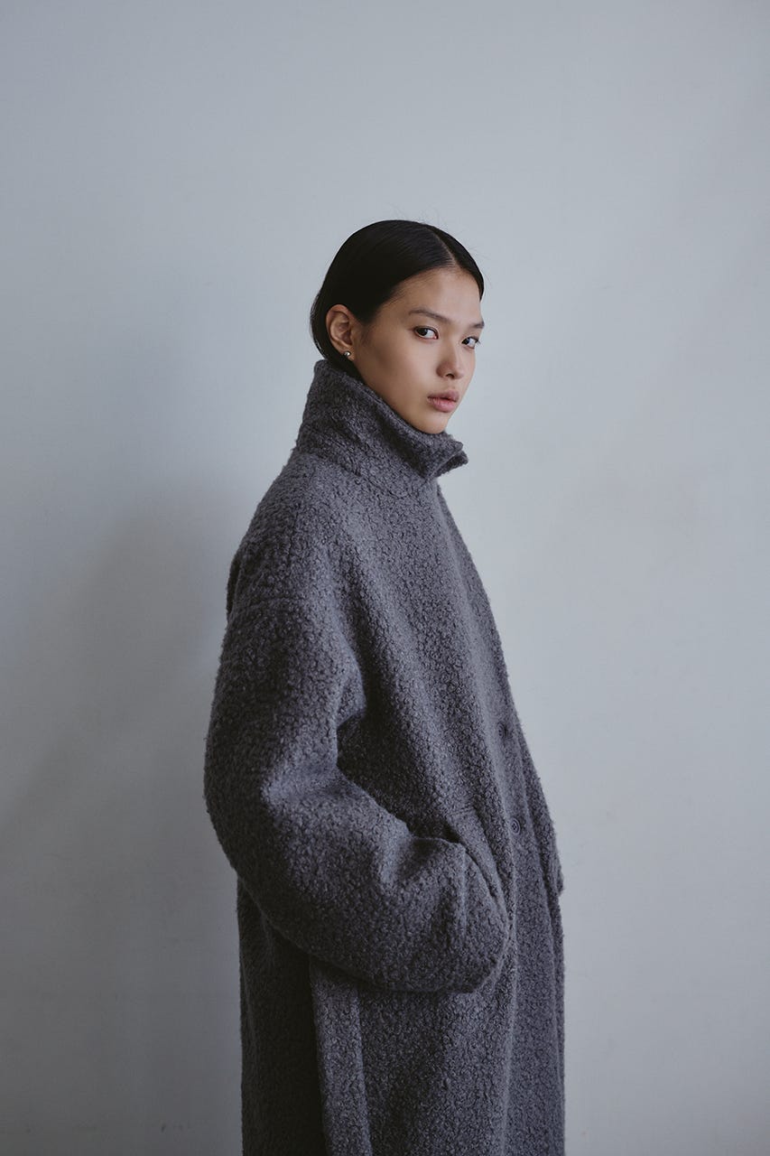 ブークレーベルトロングコート GRY S