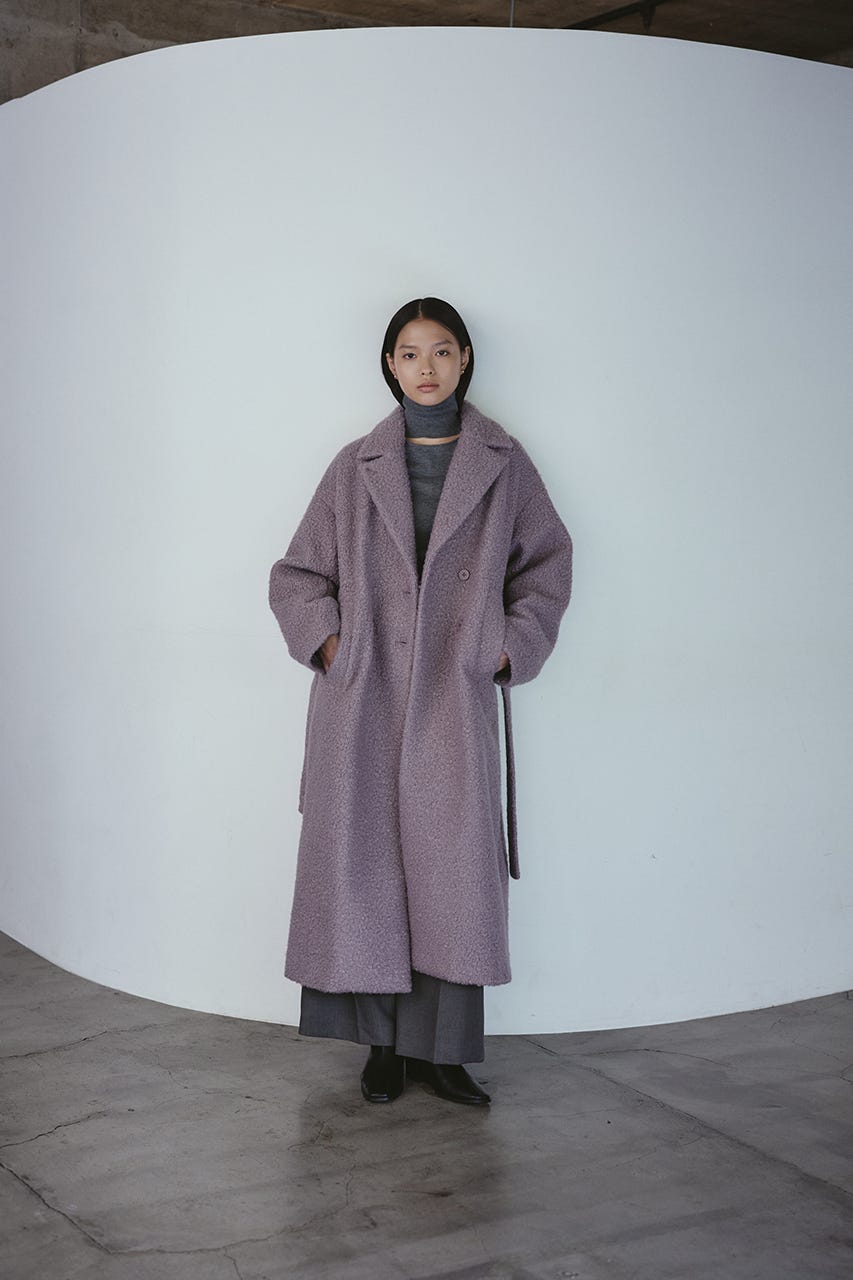 ブークレーベルトロングコート L/PUR S