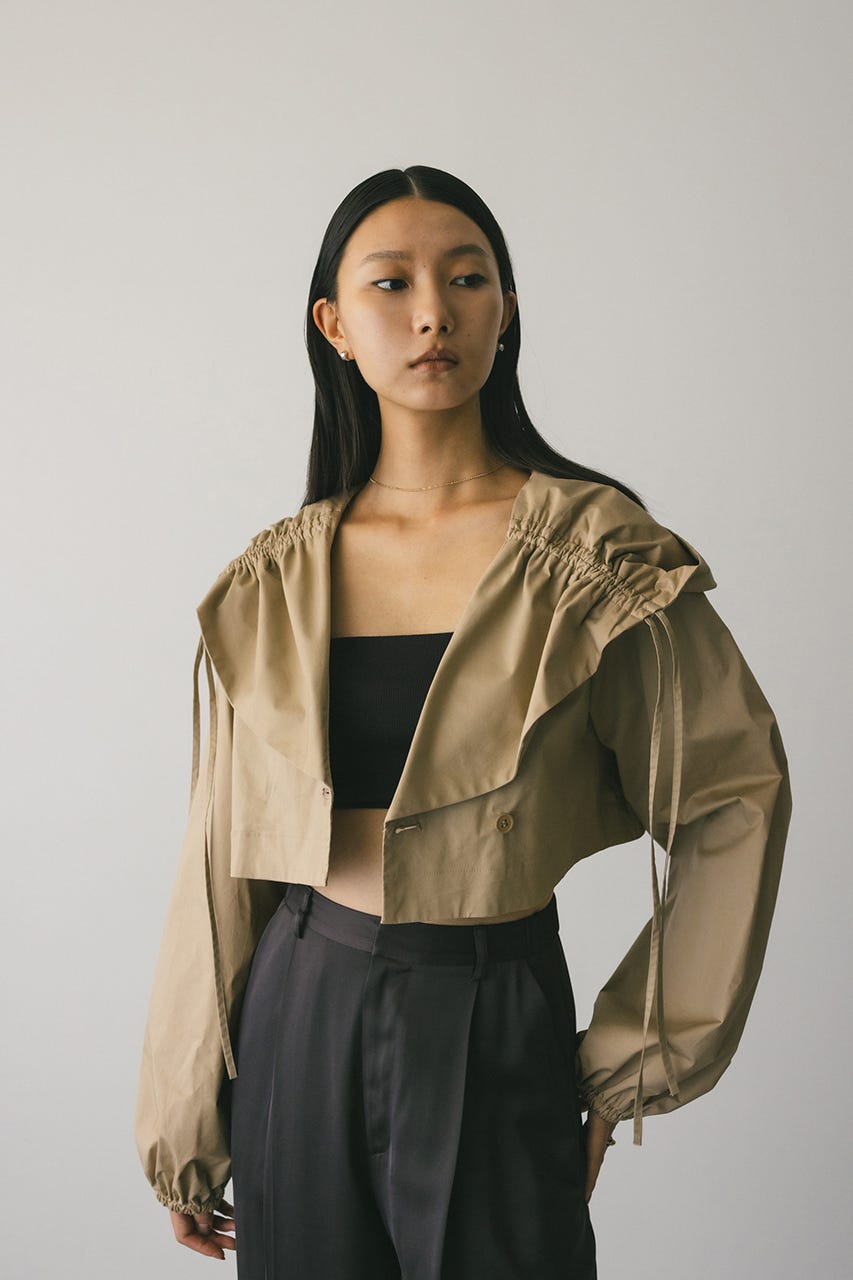 ビックフードショートジャケット BEG FREE