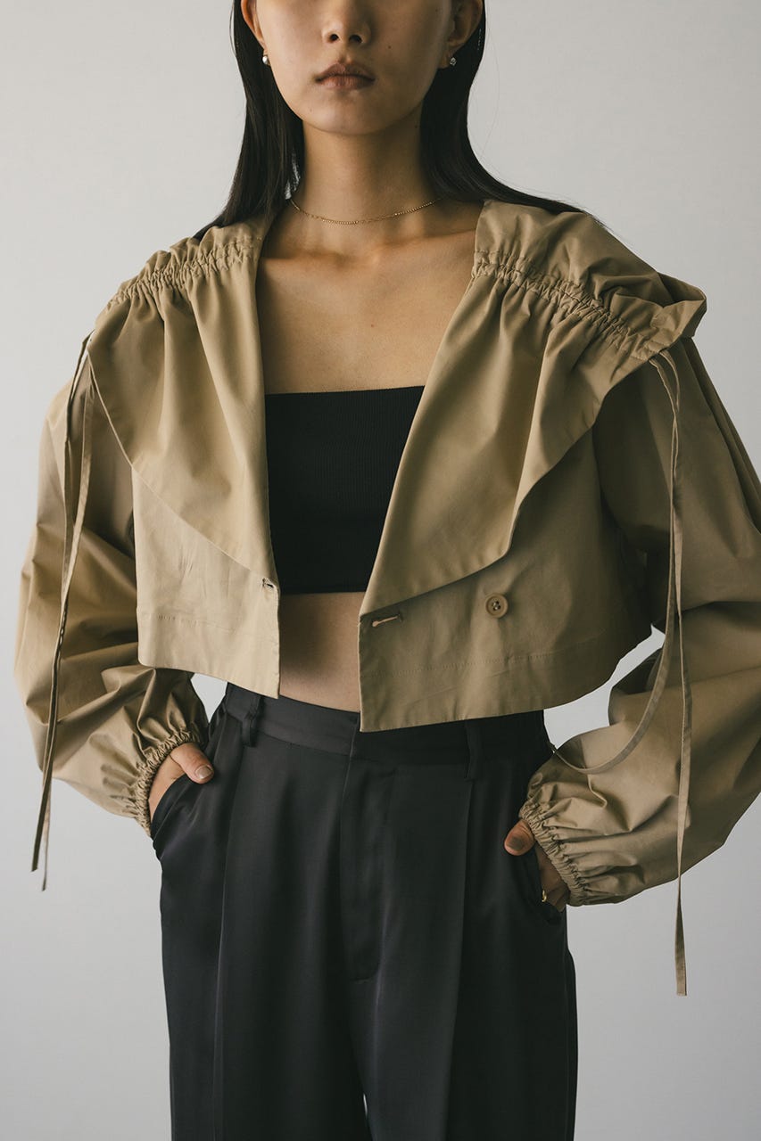 ビックフードショートジャケット BEG FREE