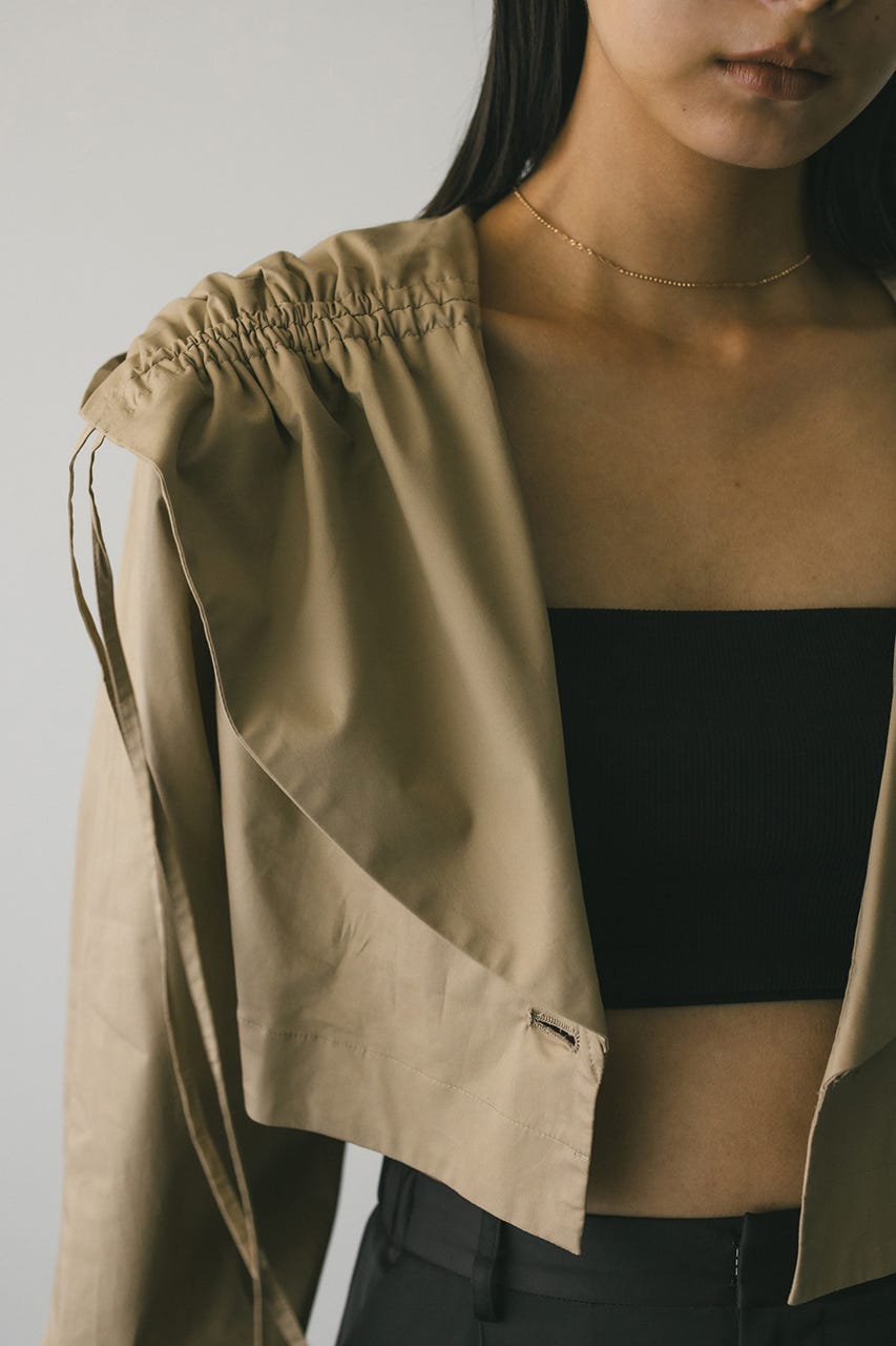 ビックフードショートジャケット BEG FREE