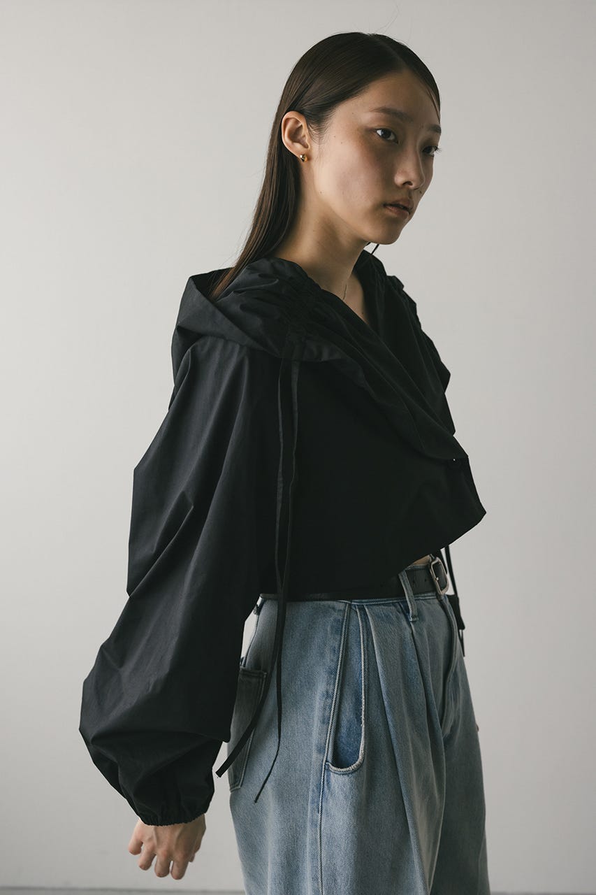 ビックフードショートジャケット BLK FREE