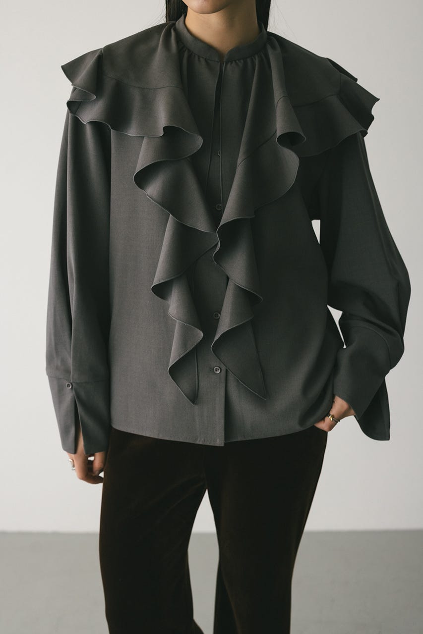 ラッフルカラーシャツ GRY FREE