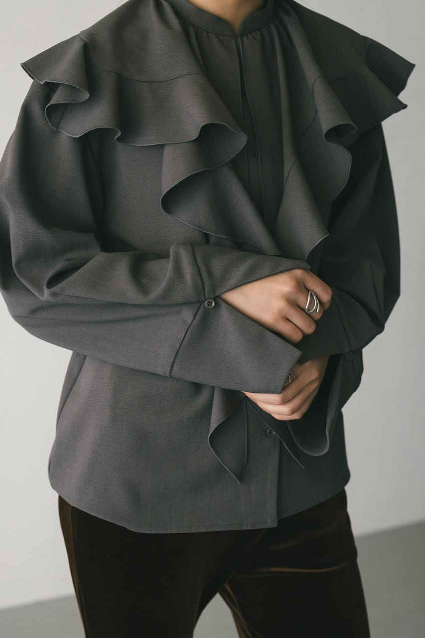 ラッフルカラーシャツ GRY FREE