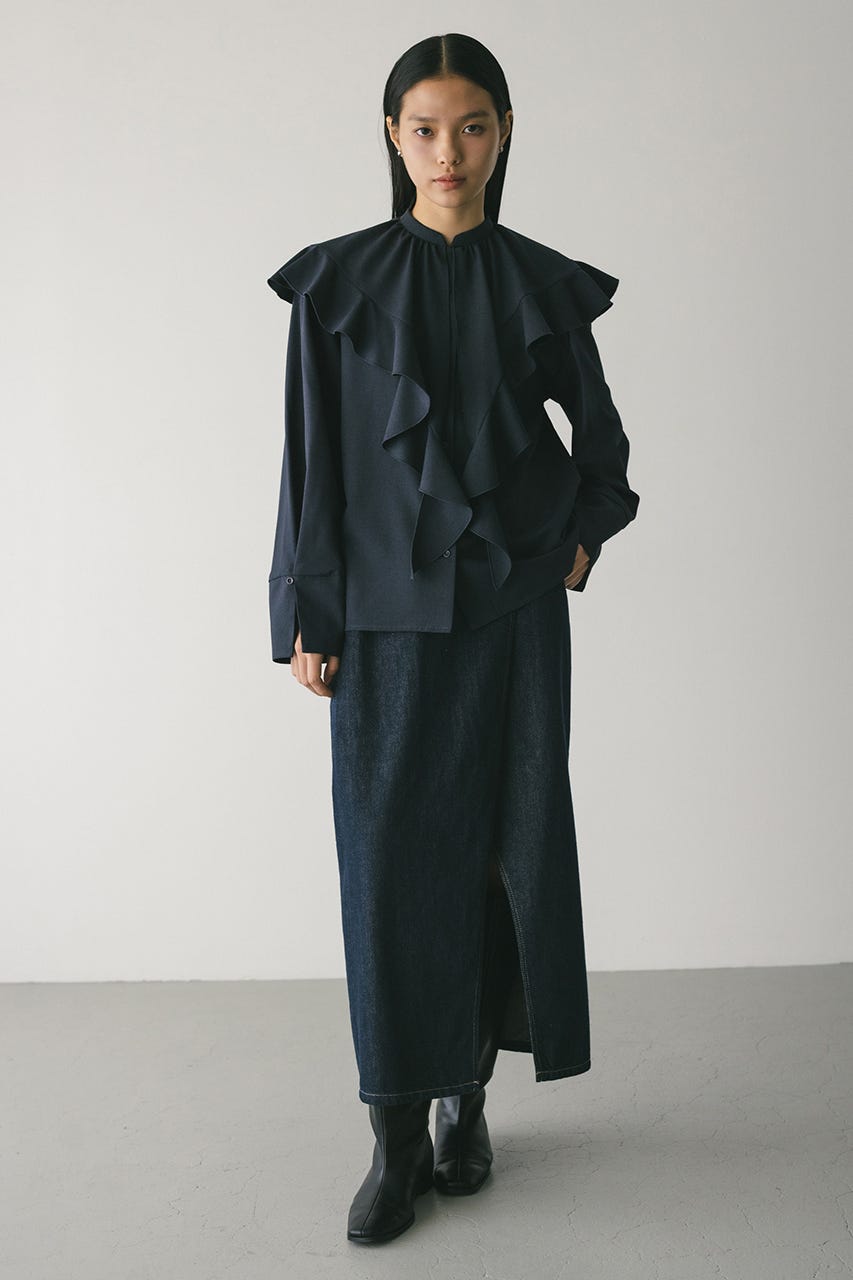 ラッフルカラーシャツ NVY FREE