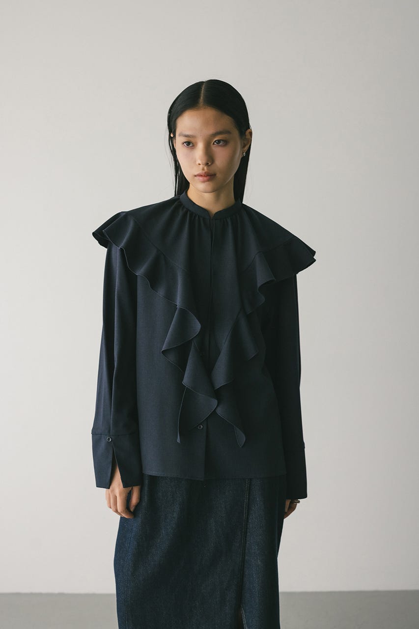 ラッフルカラーシャツ NVY FREE