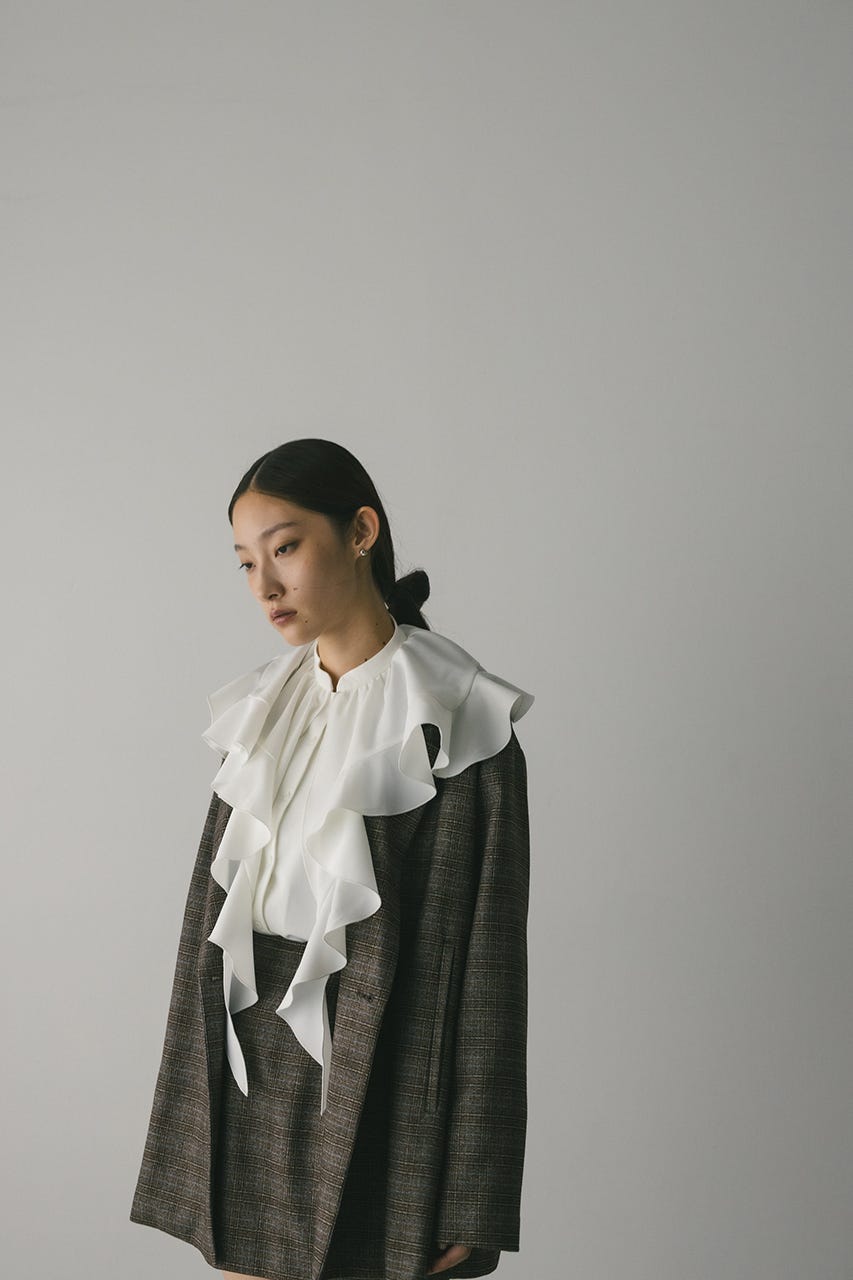 ラッフルカラーシャツ WHT FREE