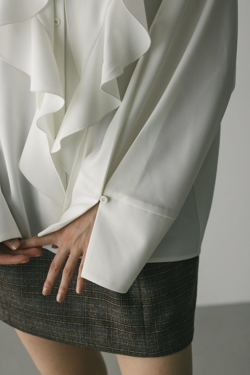 ラッフルカラーシャツ WHT FREE