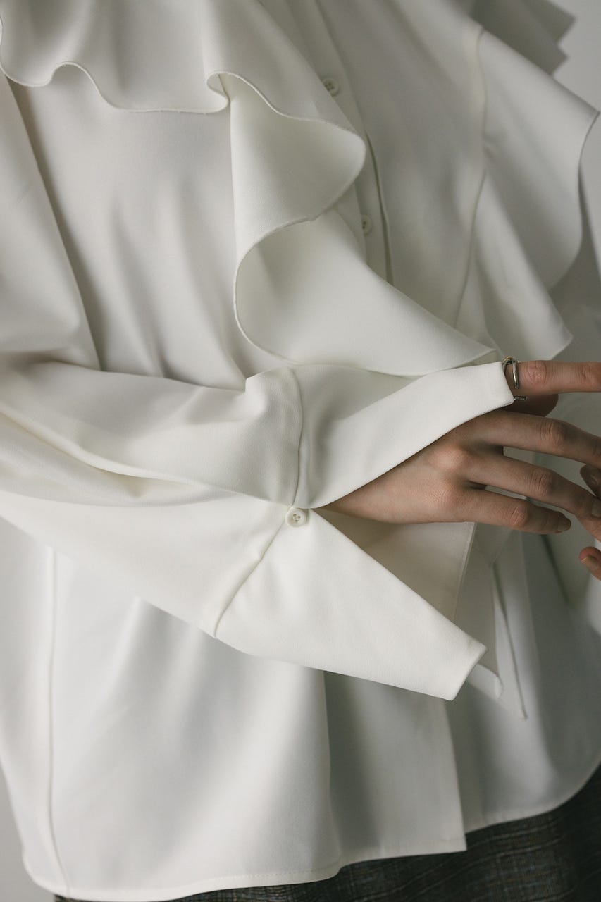 ラッフルカラーシャツ WHT FREE