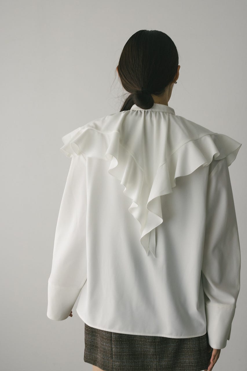 ラッフルカラーシャツ WHT FREE