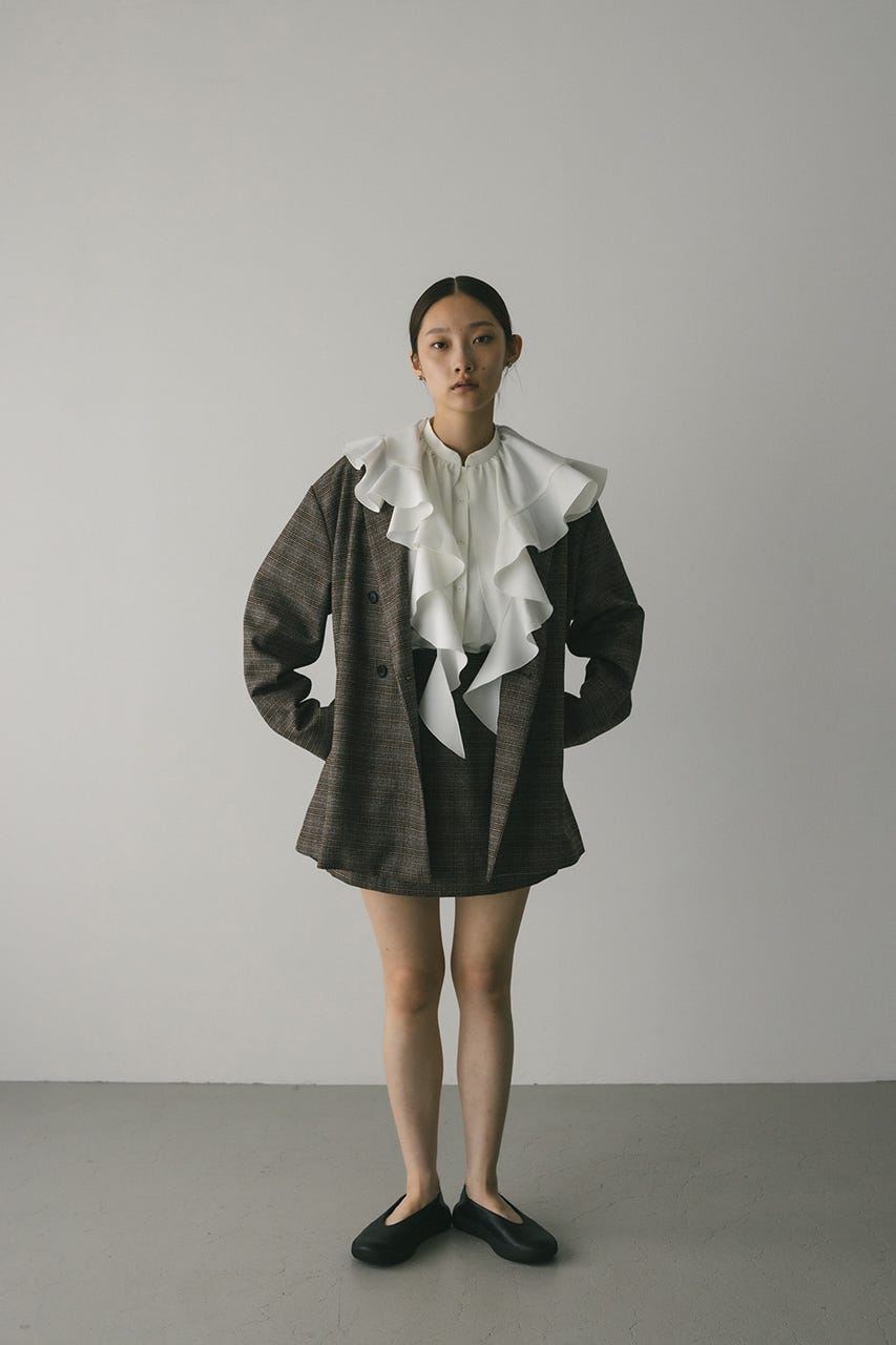 ラッフルカラーシャツ WHT FREE