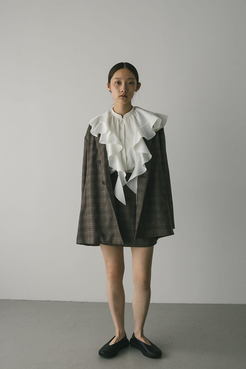 ラッフルカラーシャツ WHT FREE