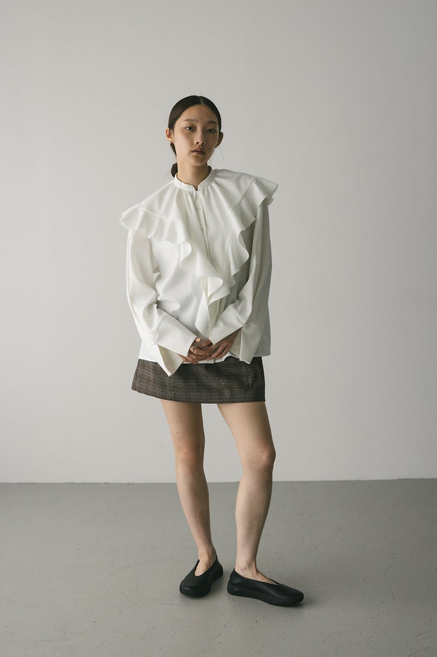 ラッフルカラーシャツ WHT FREE