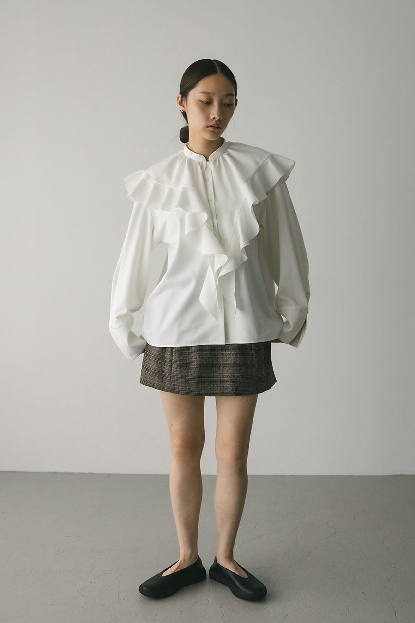 ラッフルカラーシャツ WHT FREE