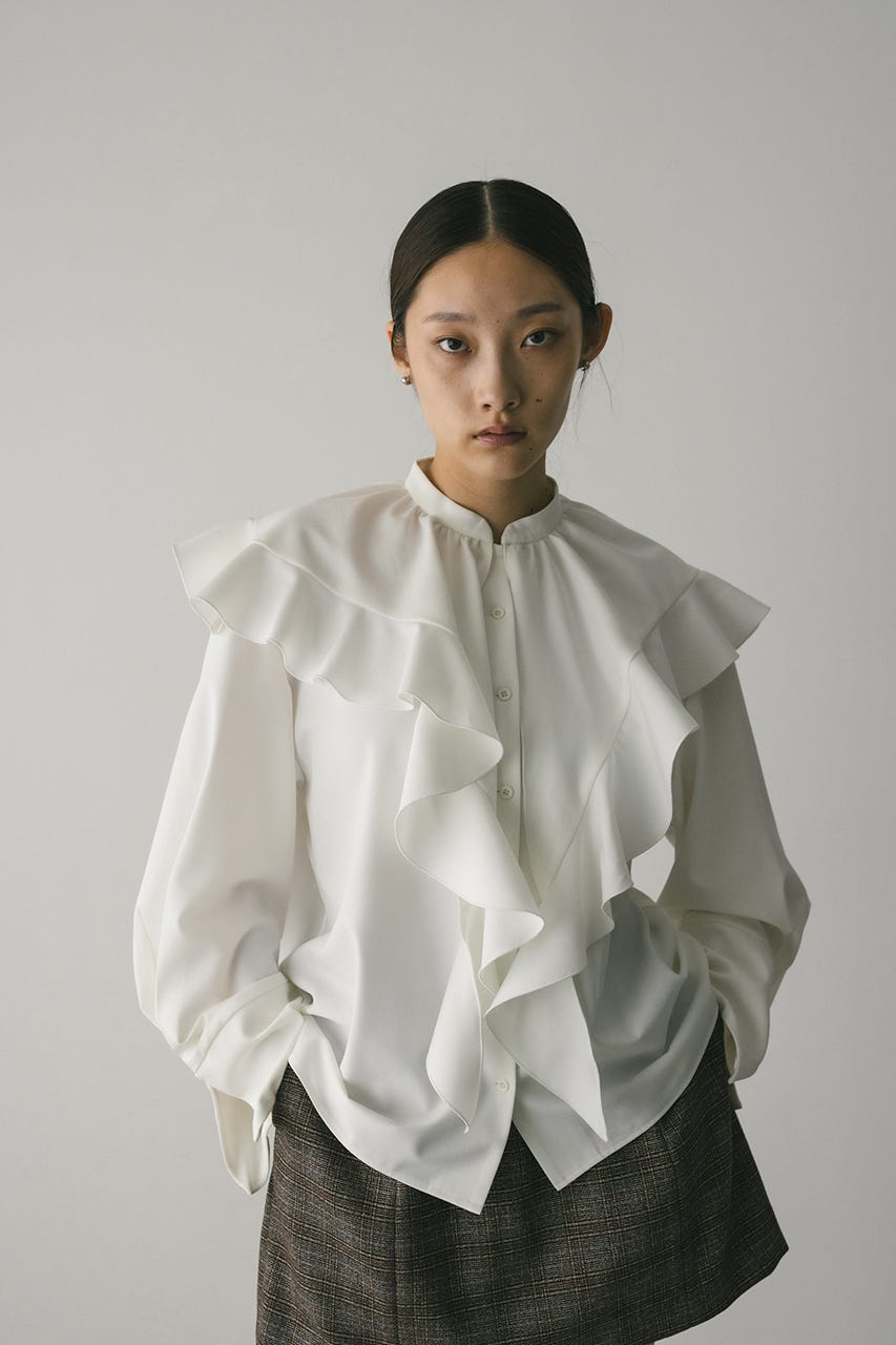 ラッフルカラーシャツ WHT FREE