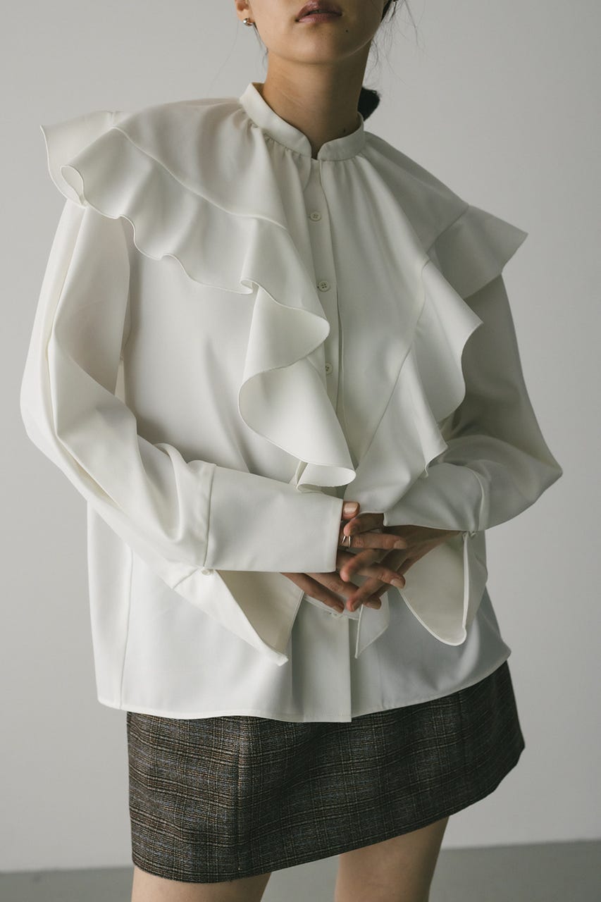 ラッフルカラーシャツ WHT FREE