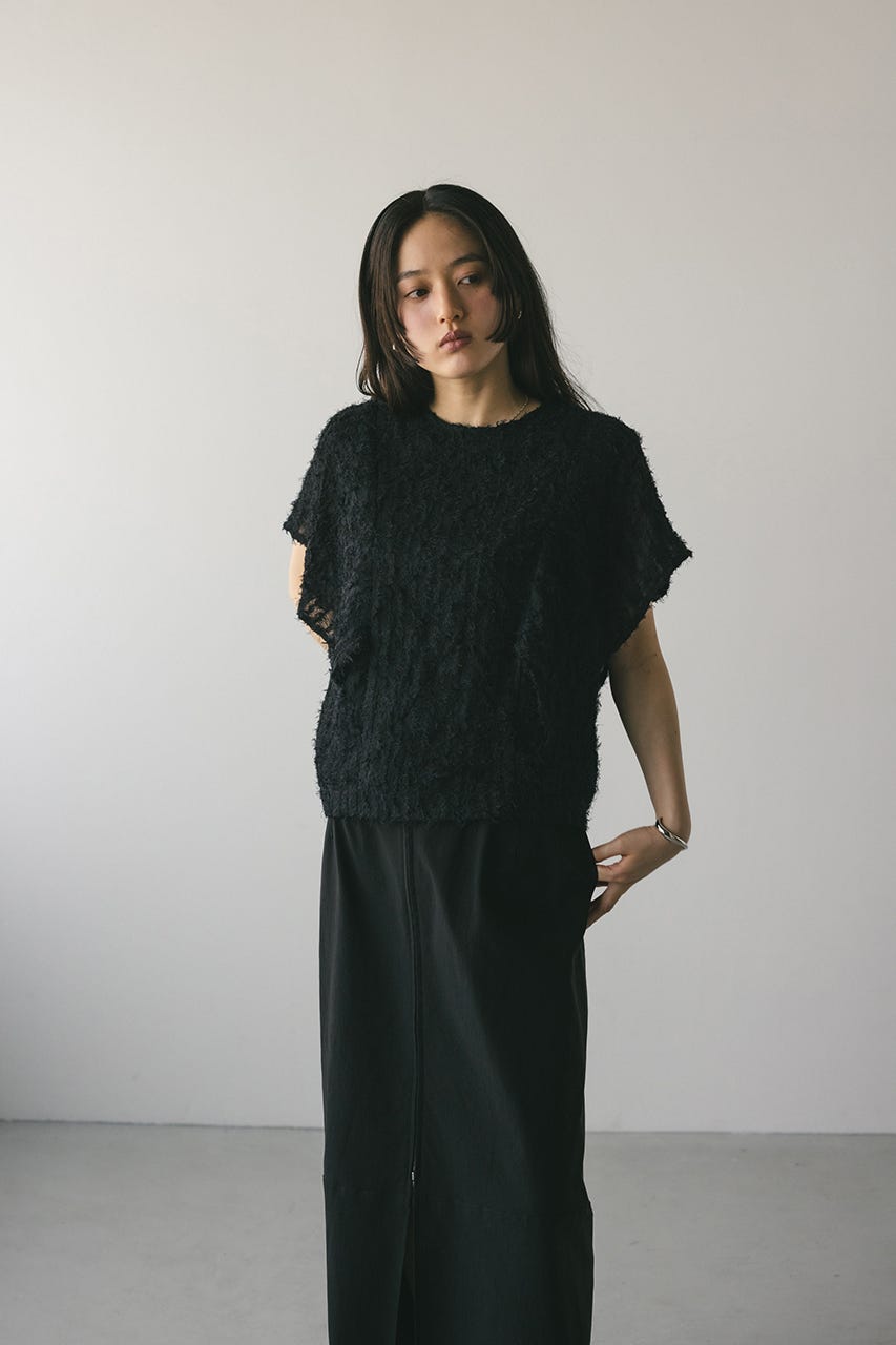 ブラウス シャツ チュールフリンジジャガードトップ レディース STYLEMIXER | チュールフリンジジャガードトップ (シャツ