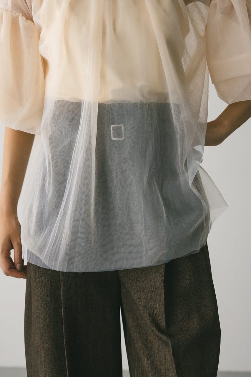 STYLEMIXER | ギャザースリーブチュールトップ (シャツ