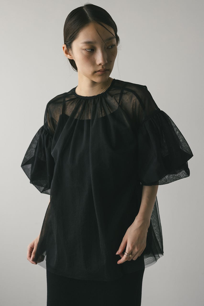 STYLEMIXER | ギャザースリーブチュールトップ (シャツ