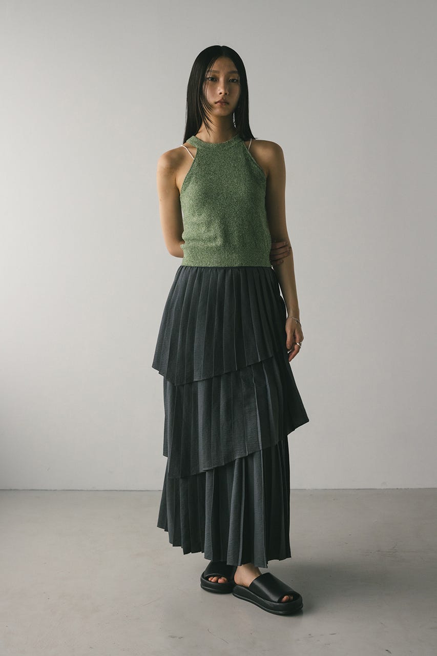 プリーツティアードスカート C.GRY M