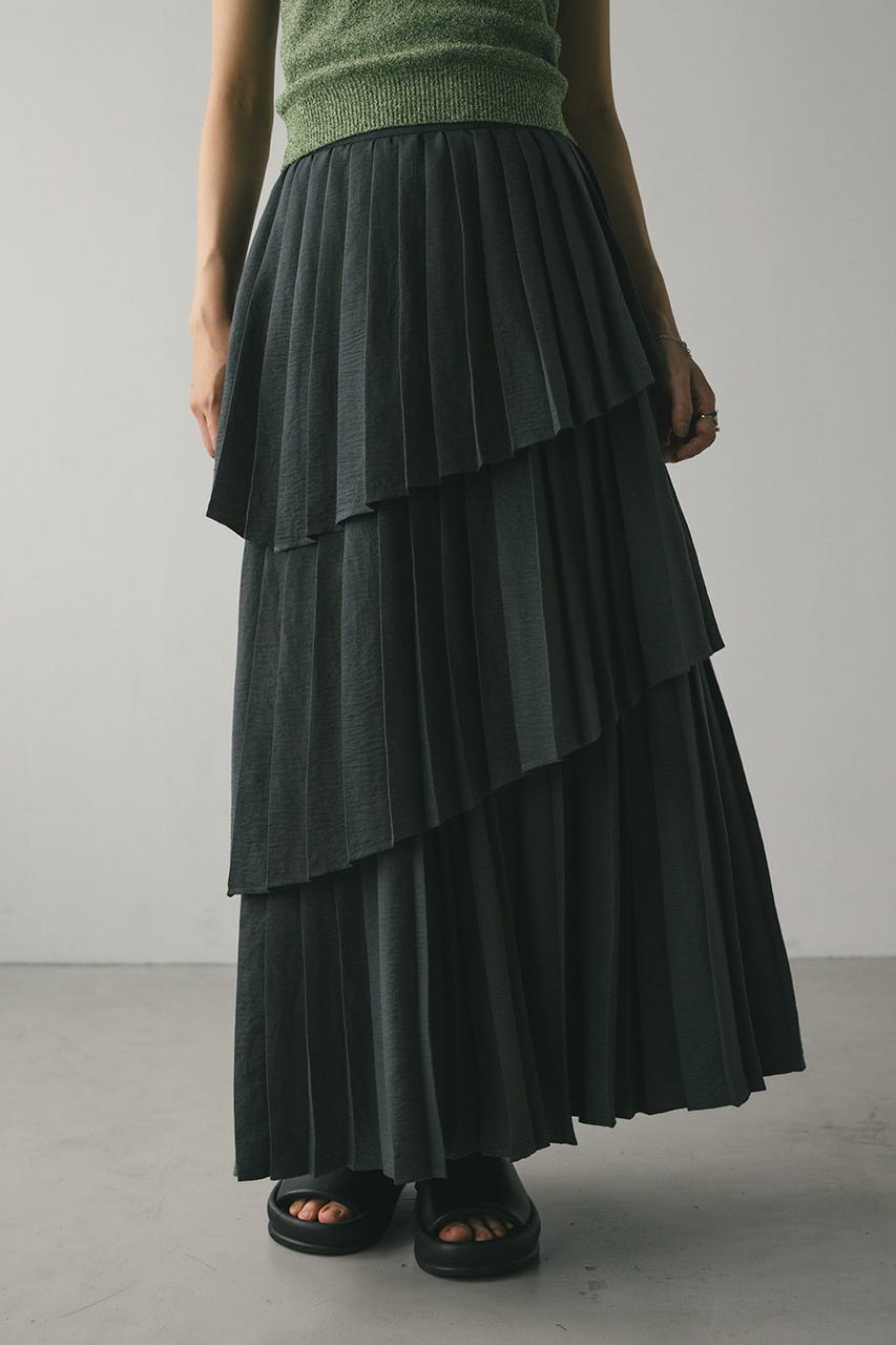 プリーツティアードスカート C.GRY M