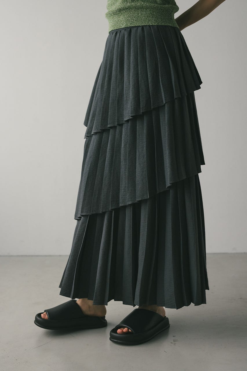 プリーツティアードスカート C.GRY M
