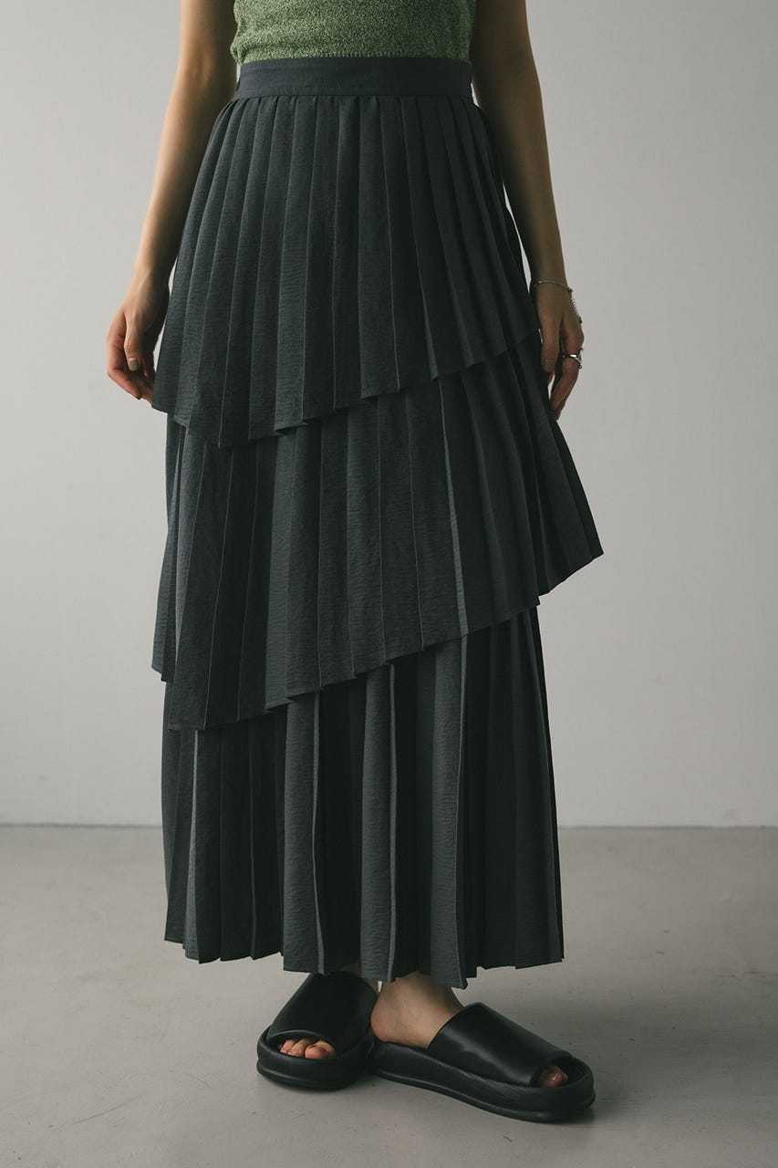 プリーツティアードスカート C.GRY M