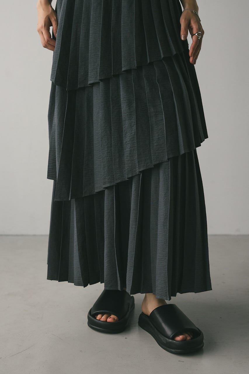 プリーツティアードスカート C.GRY M