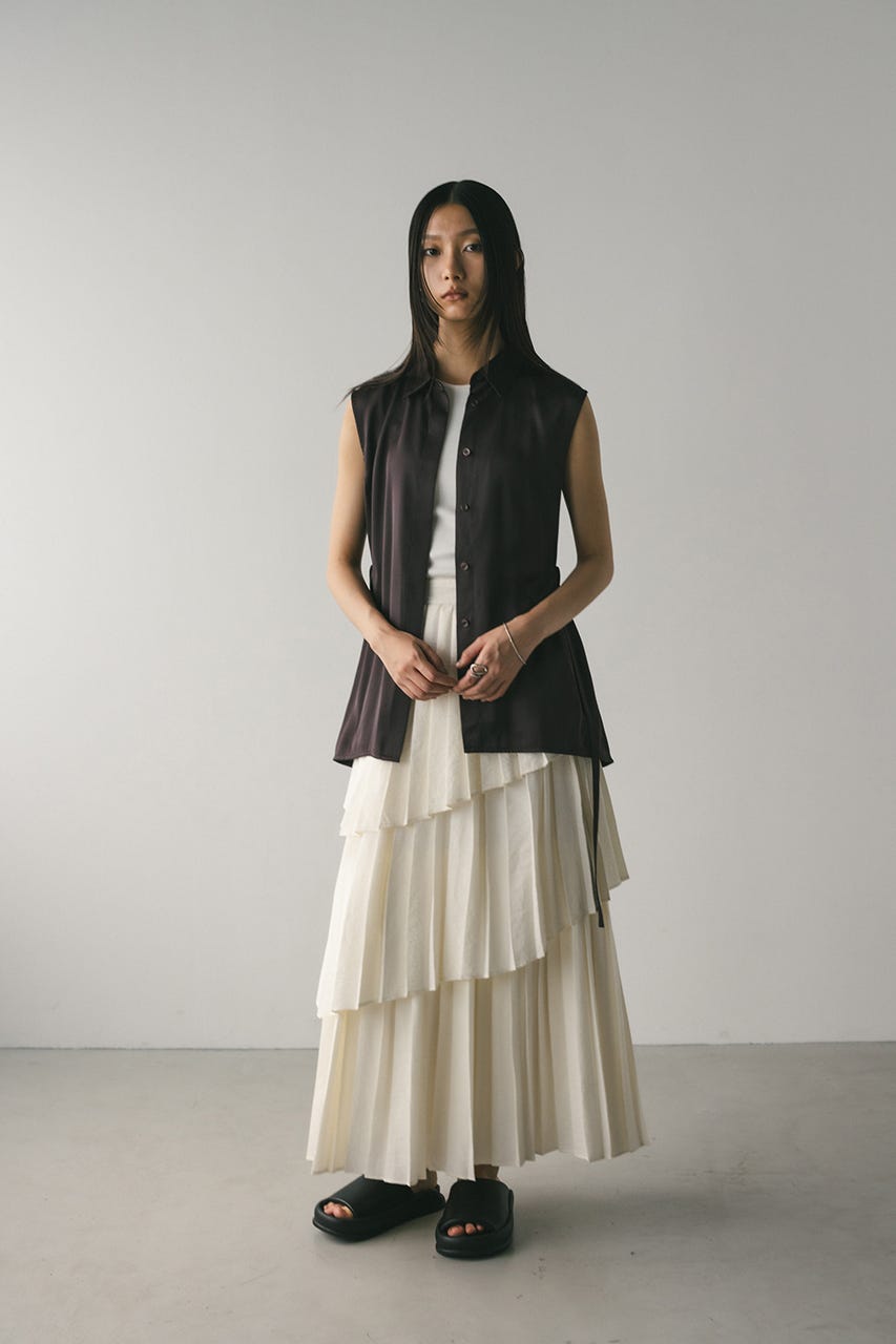 プリーツティアードスカート IVOY M