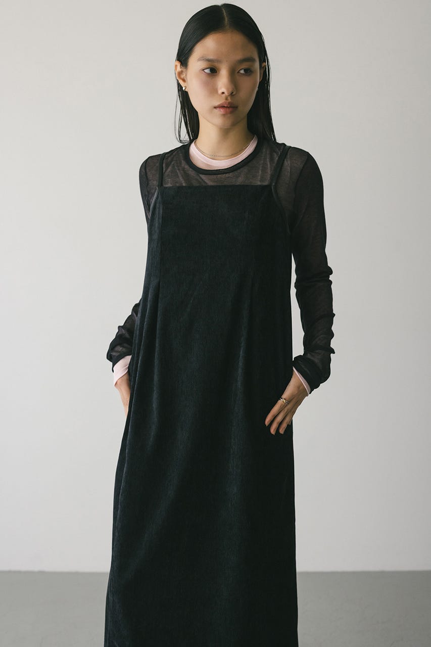 パイピングベロアキャミワンピース BLK S