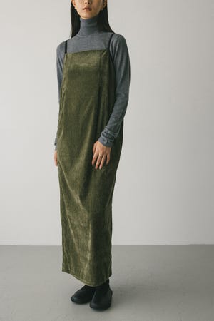 パイピングベロアキャミワンピース