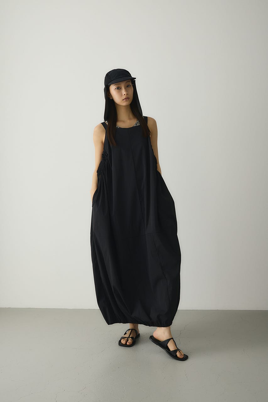 ACTIVE撥水ギャザーワンピース BLK M