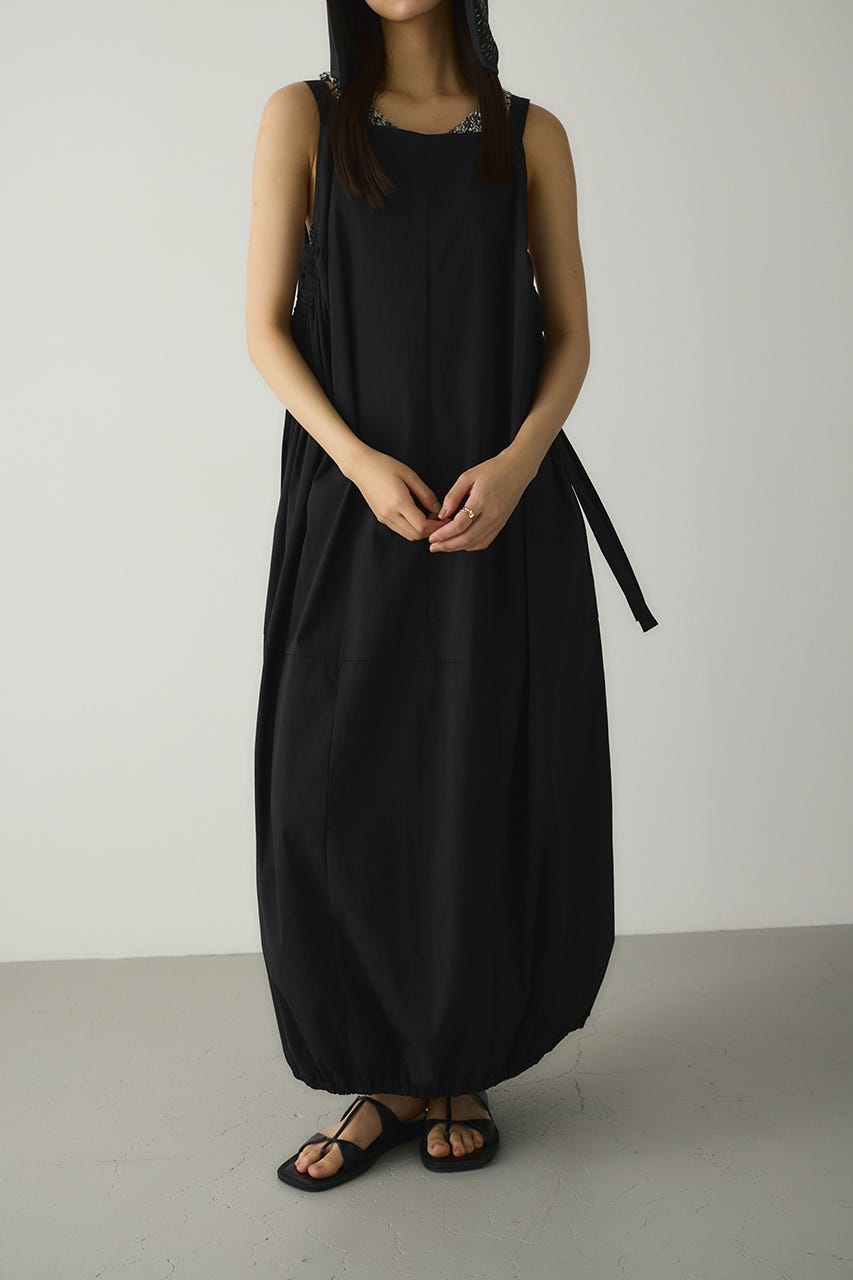 ACTIVE撥水ギャザーワンピース BLK M