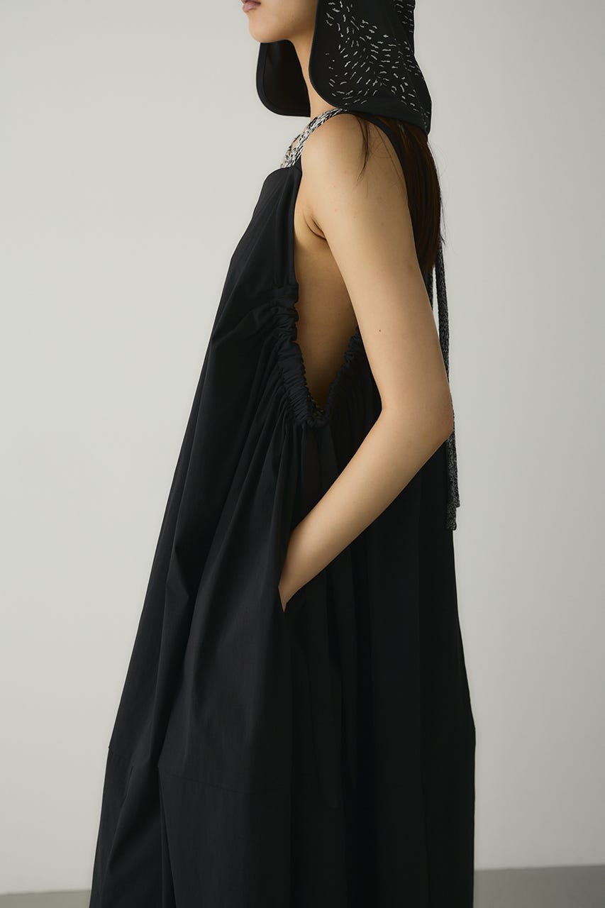 ACTIVE撥水ギャザーワンピース BLK M