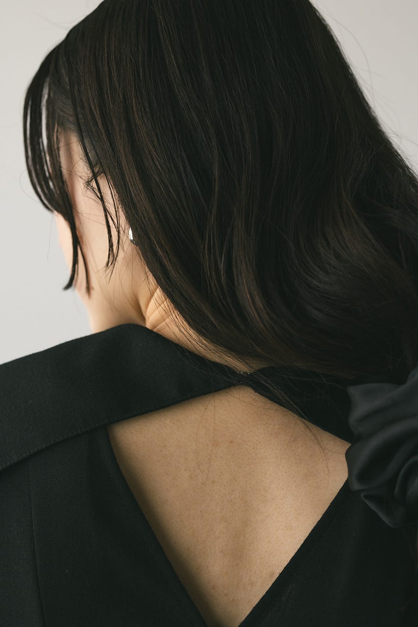 ビッグカラーフレアワンピース BLK M