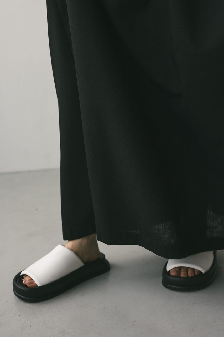 ビッグカラーフレアワンピース BLK M