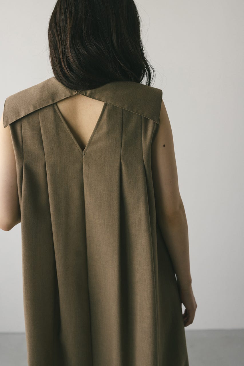 ビッグカラーフレアワンピース L/BRN S