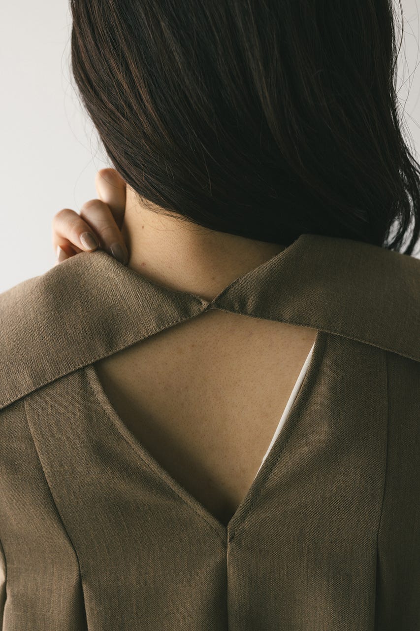 ビッグカラーフレアワンピース L/BRN S