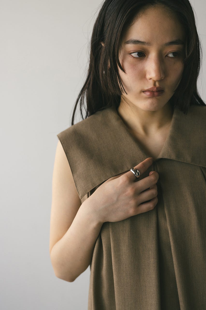 ビッグカラーフレアワンピース L/BRN S