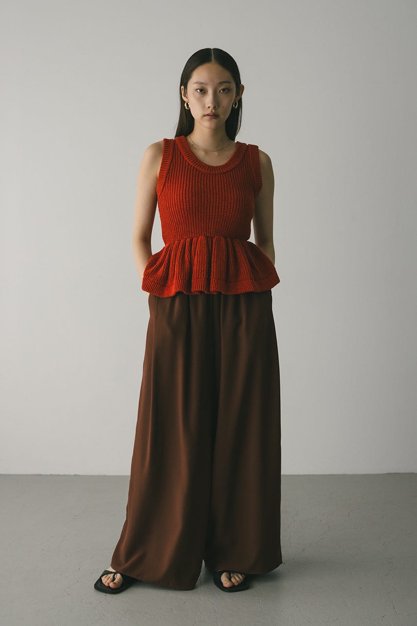 エトレトウキョウ　ペプラムヘムニットタンクトップ ETRE TOKYO タンクトップ ノースリーブ ペプラムヘムニットタンク