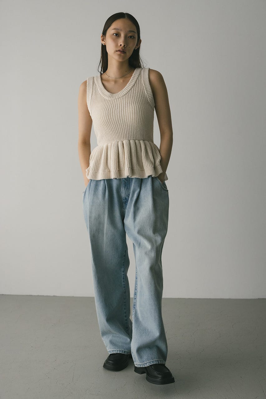 2WAYペプラムニットタンク WHT FREE