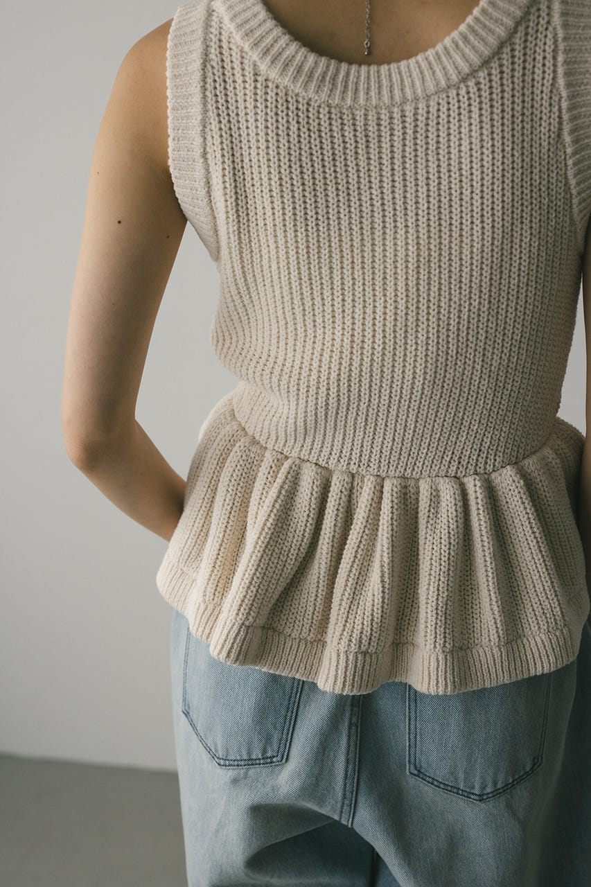 2WAYペプラムニットタンク WHT FREE