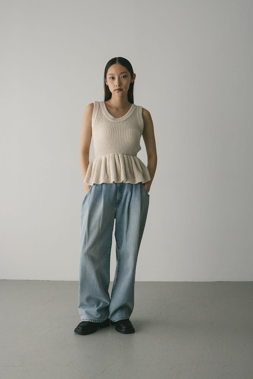 2WAYペプラムニットタンク WHT FREE