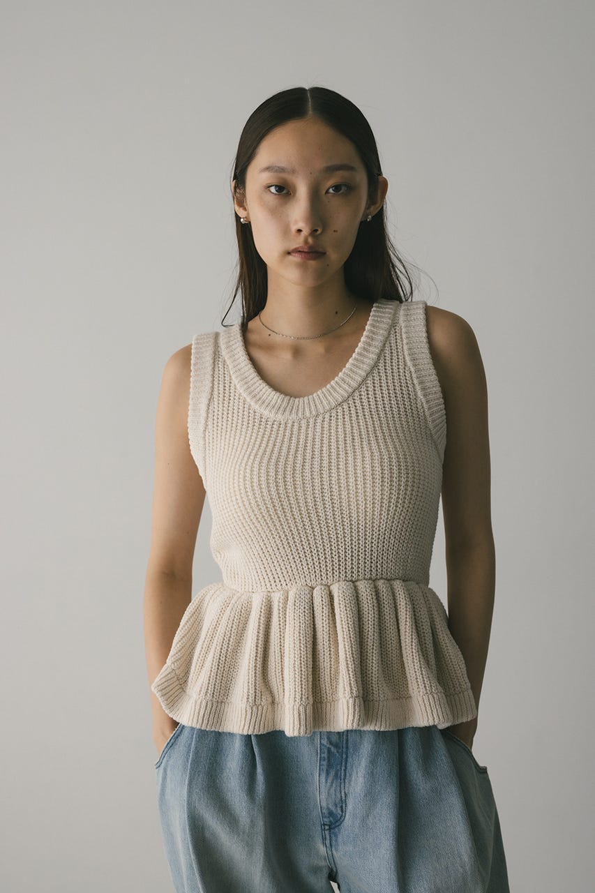 2WAYペプラムニットタンク WHT FREE