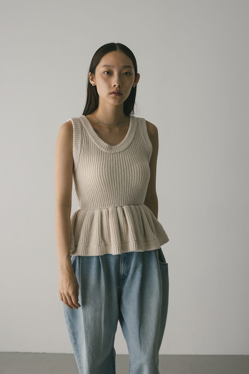 2WAYペプラムニットタンク WHT FREE