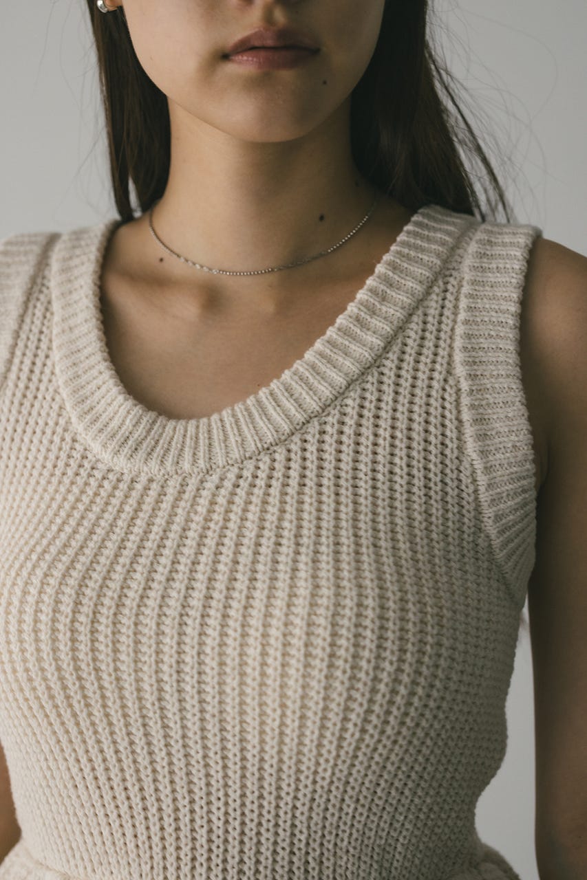 2WAYペプラムニットタンク WHT FREE