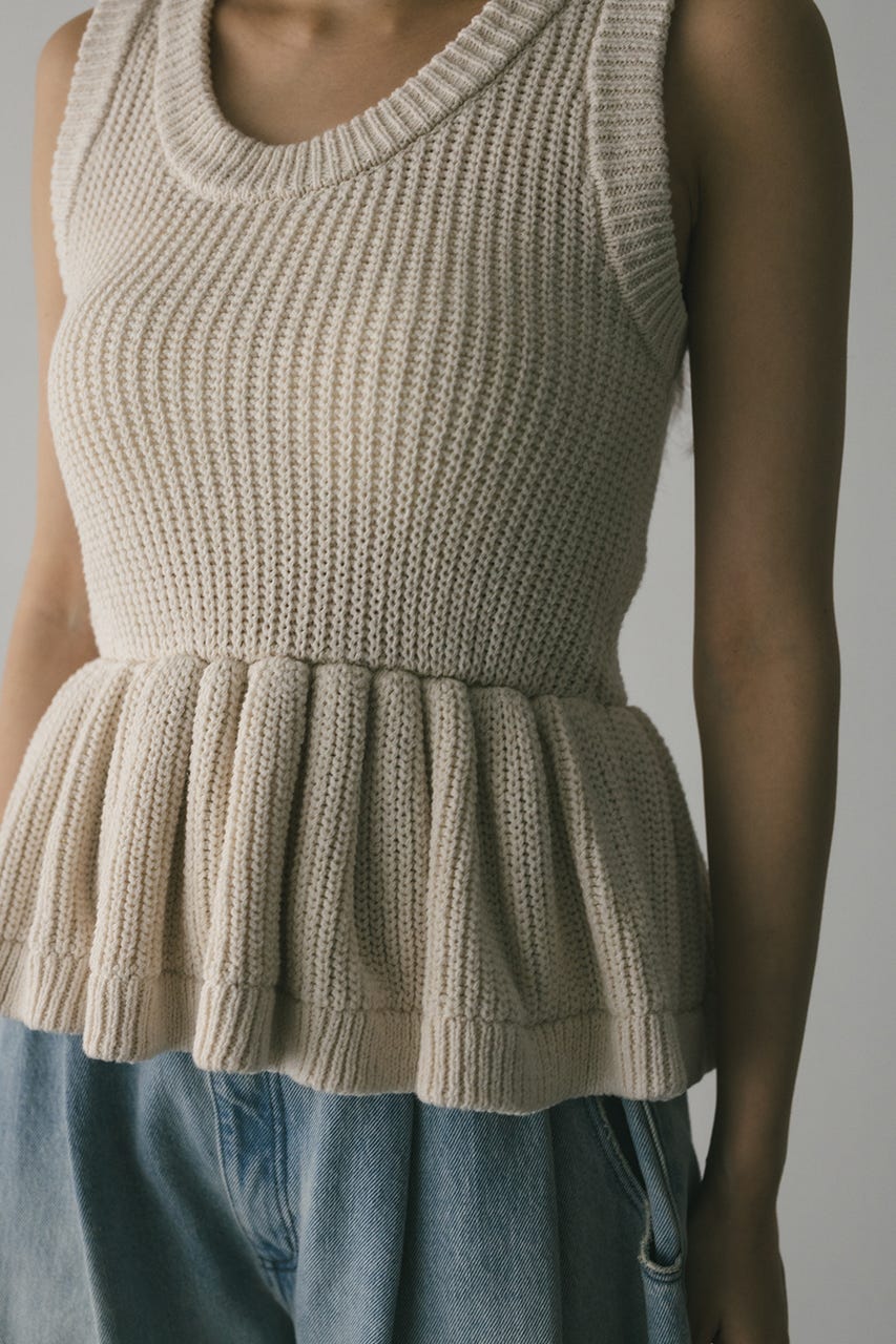 2WAYペプラムニットタンク WHT FREE