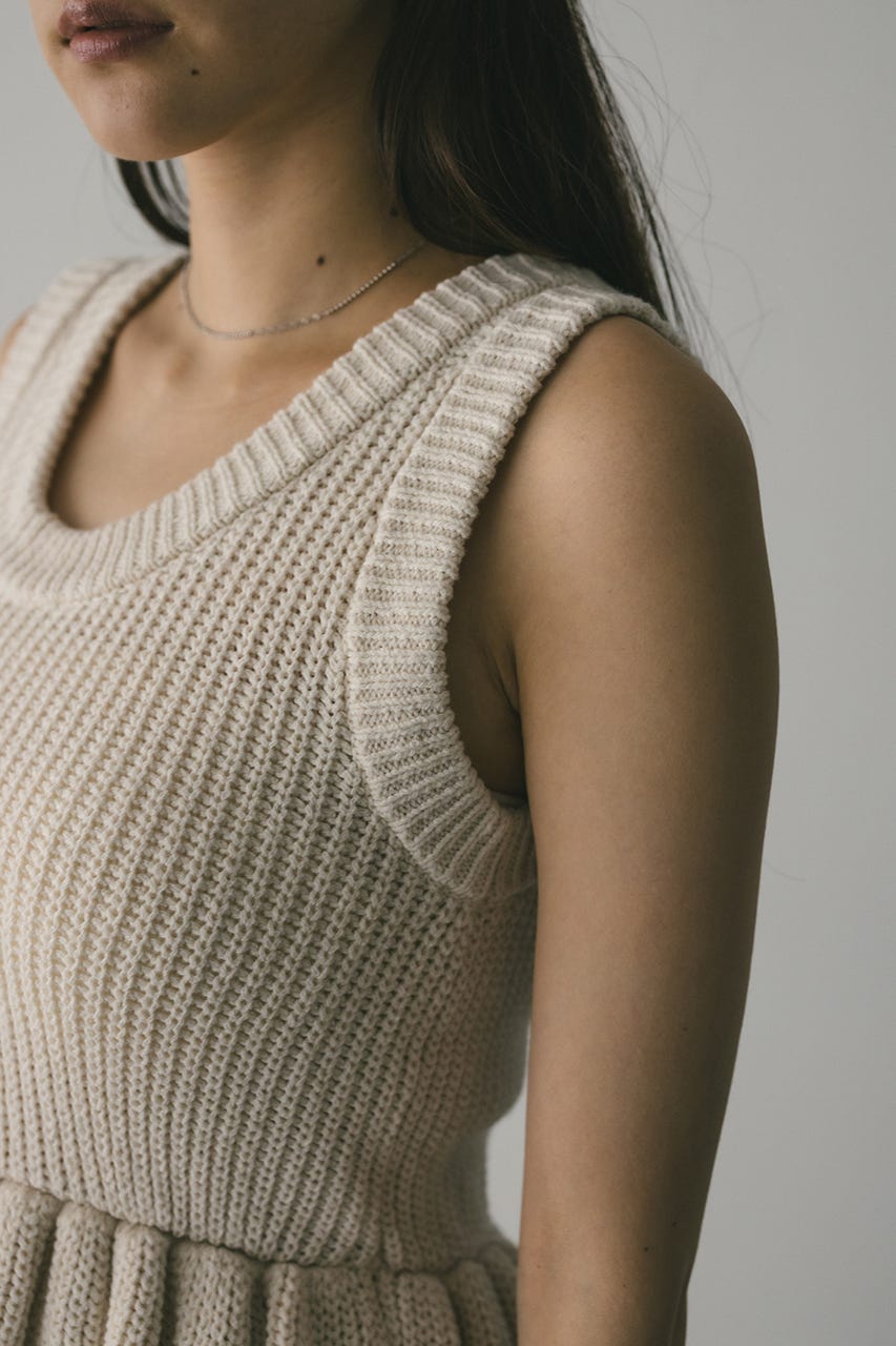 2WAYペプラムニットタンク WHT FREE